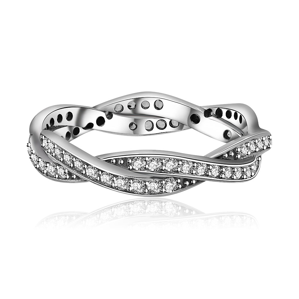 925 Silver Braided Pave Ring